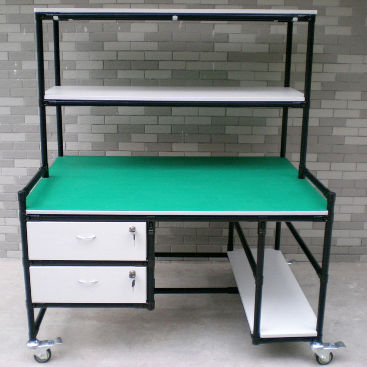 黑色防靜電精益管帶抽屜工作臺(tái)