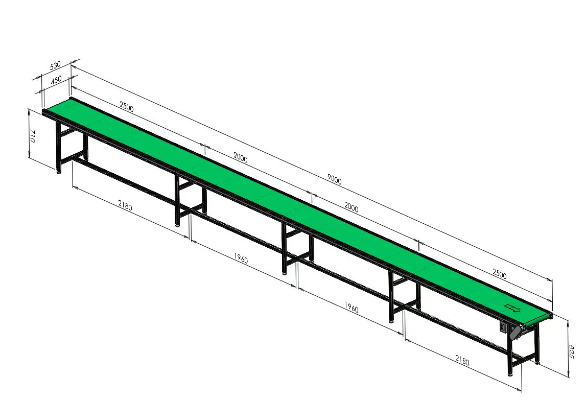 9米長帶寬450mm標(biāo)準(zhǔn)平行款流水線輸送機(jī)